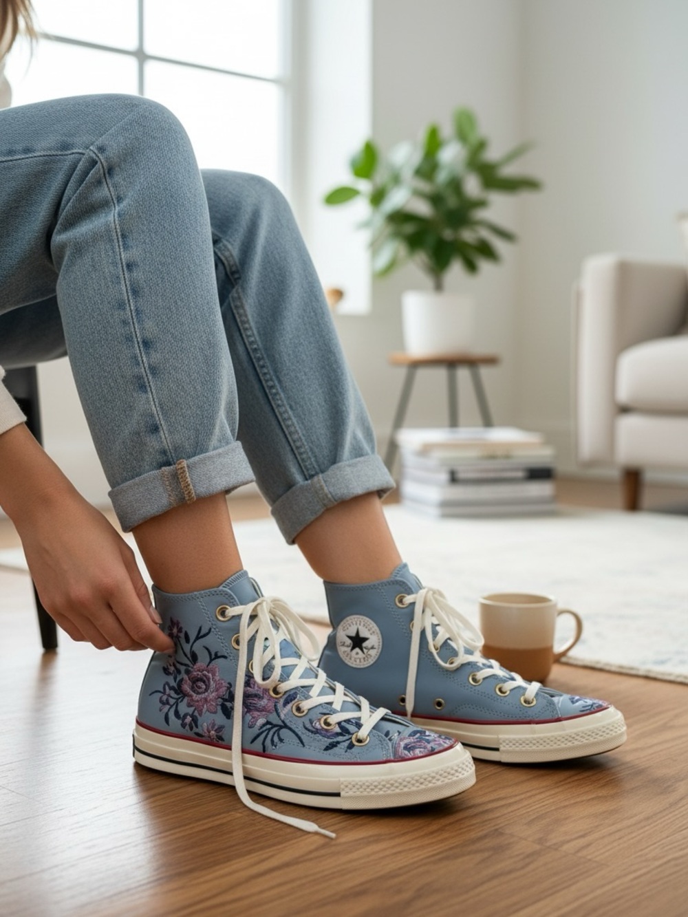 Limited Edition Converse Chuck 70 Parkway Floral embroidered sneakers-Size 7 - Picture 2 of 10